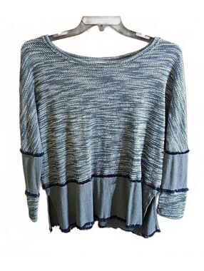 Umgee USA Blue and Gray Mixed Knit Sweater Size S